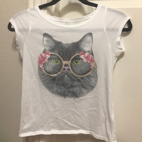 aeropostale kids cat shirt with glasses - Picture 1 of 3